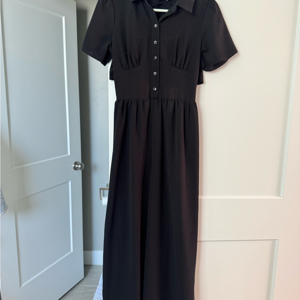 ASOS Black Long Sleeve Button Dress